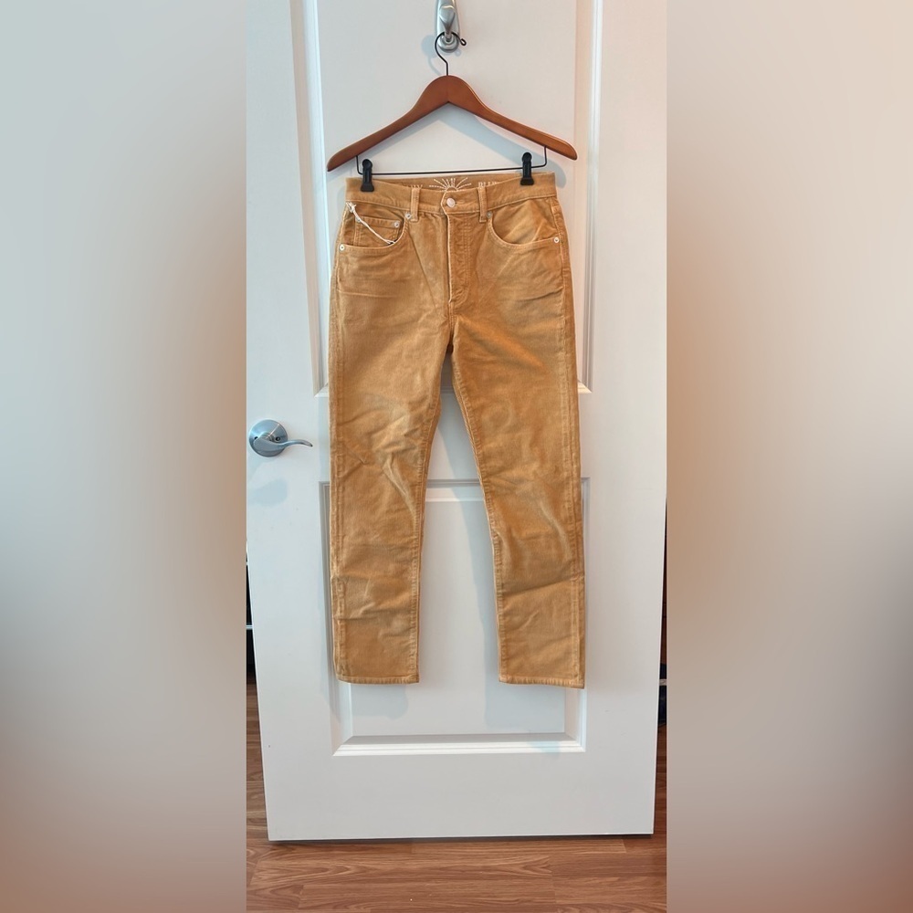 NWT Adriano Goldshmied Boost Mustard Yellow Corduroy Straight Leg Jean in Mud - Picture 4 of 16